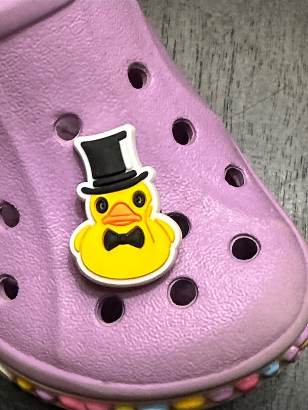 Jibbitz Yellow Duck with Black Top Hat Shoe Charm